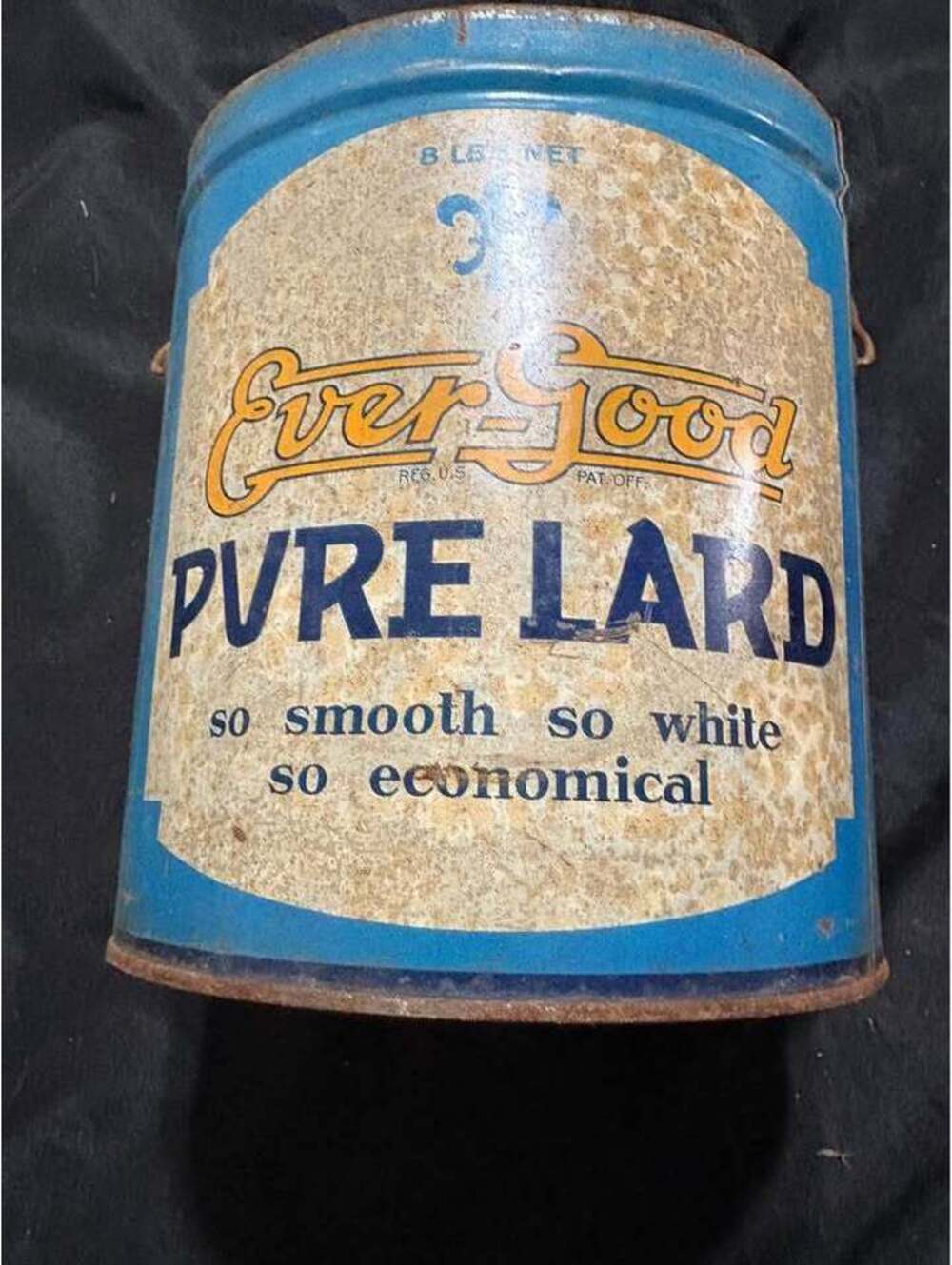 Vintage Ever-Good "Pure Lard" 8 pound advertising tin Memphis Packing Company.